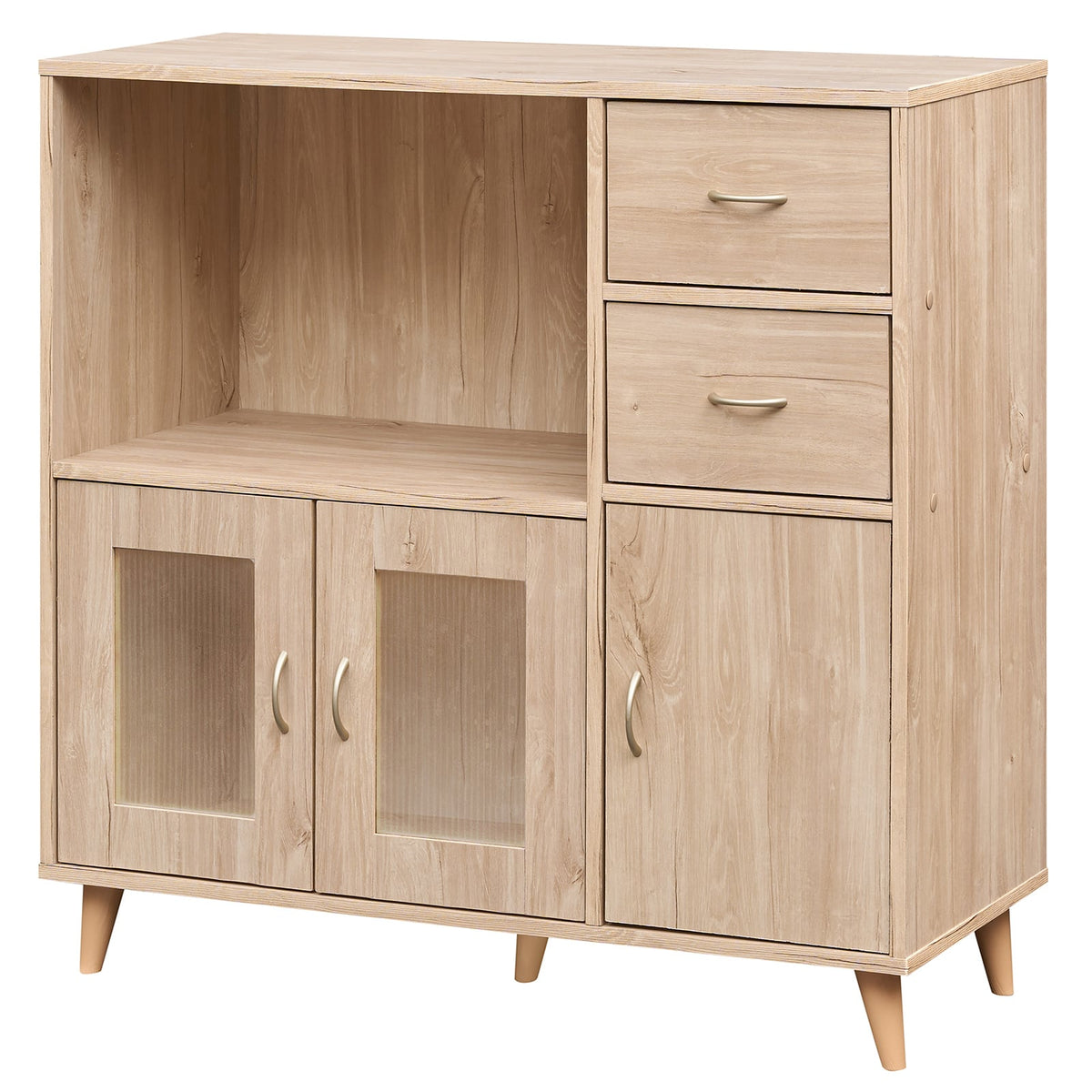 36 Inch Sideboard Buffet Cabinet with Open Compartment-Natural-Sideboards & Buffets-DECOROLALA