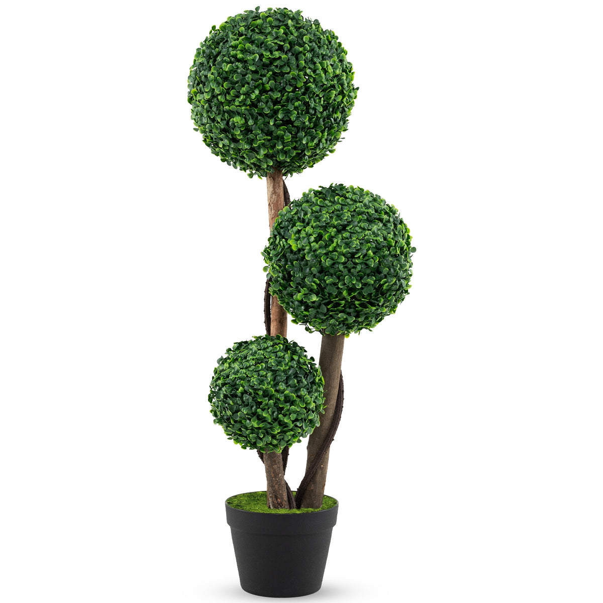 36 Inch Tall Artificial Boxwood Topiary Tree in Pot-Artificial Plants-DECOROLALA