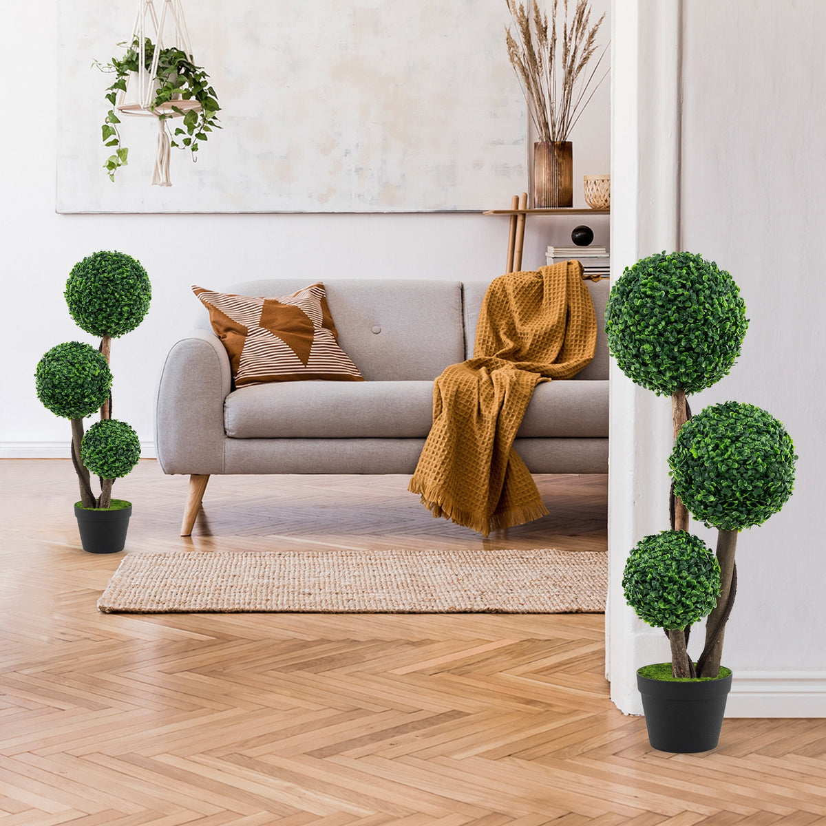 36 Inch Tall Artificial Boxwood Topiary Tree in Pot – DECOROLALA
