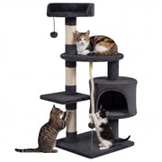 36 Inch Tall Kitten Tower with Condo and Plush Perch-Dark Gray-Cat Trees & Scratchers-DECOROLALA