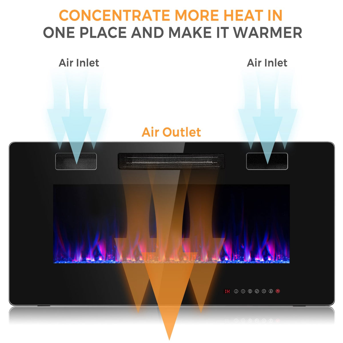 36 Inch Ultra Thin Wall Mounted Electric Fireplace-Fireplaces-DECOROLALA