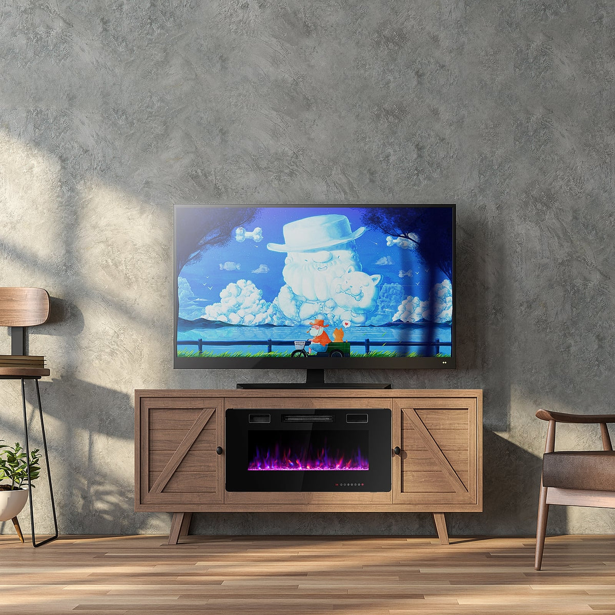 36 Inch Ultra Thin Wall Mounted Electric Fireplace-Fireplaces-DECOROLALA