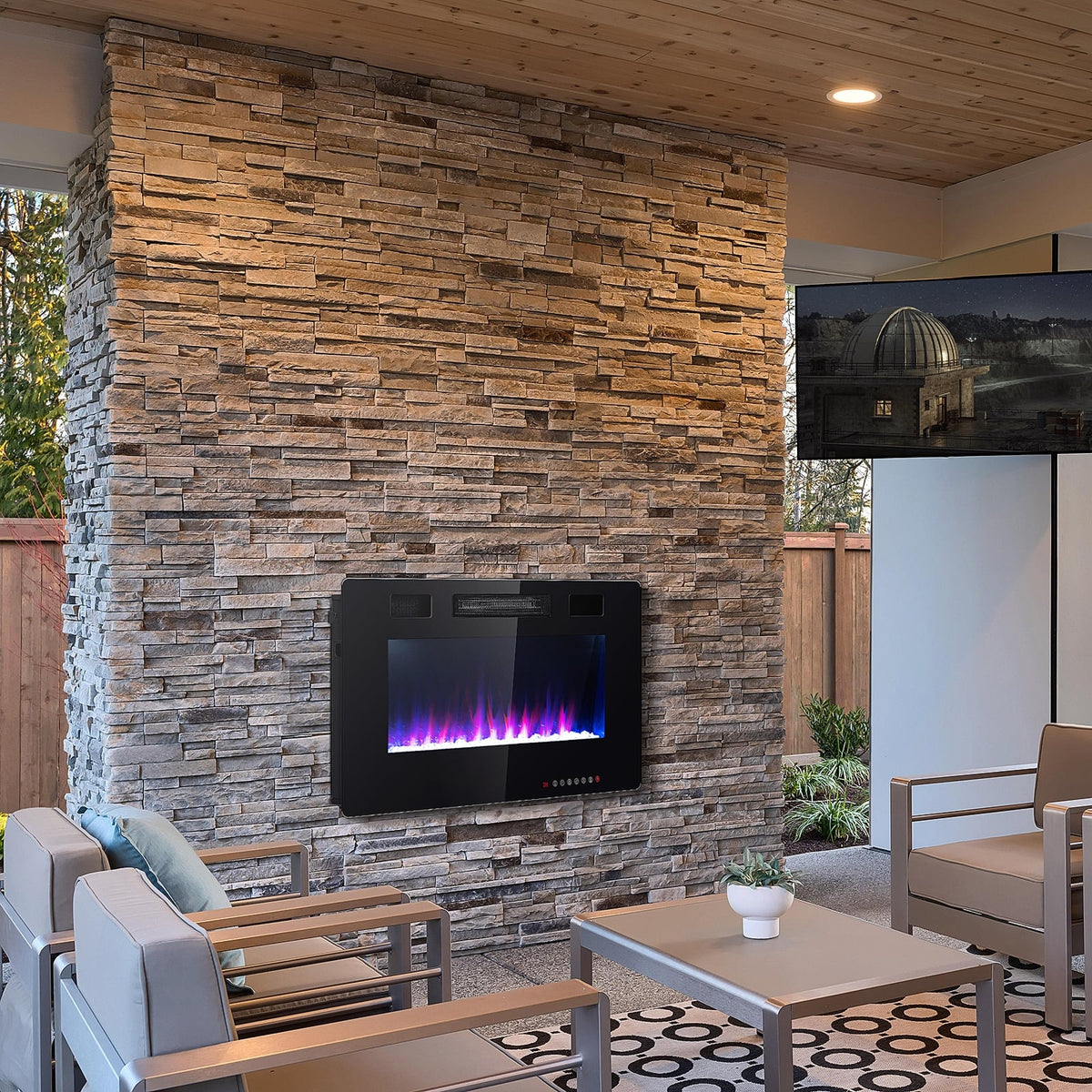 36 Inch Ultra Thin Wall Mounted Electric Fireplace-Fireplaces-DECOROLALA