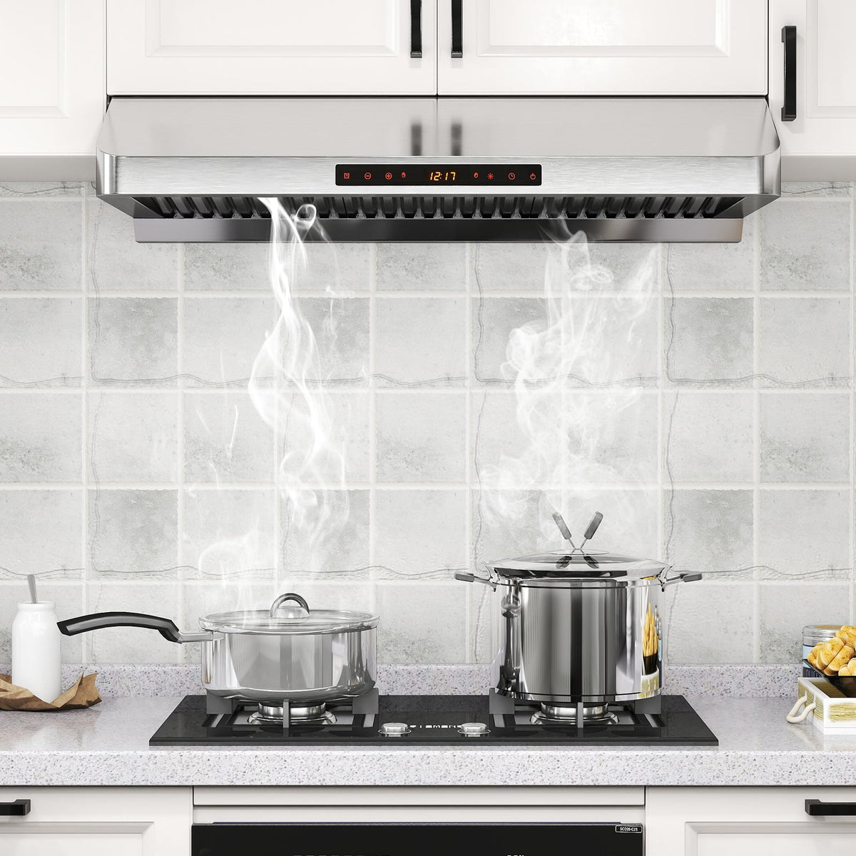 36 Inch Under Cabinet Range Hood 900 CFM Kitchen Stove Vent with Oil Collector-Silver-Kitchen Appliances-DECOROLALA