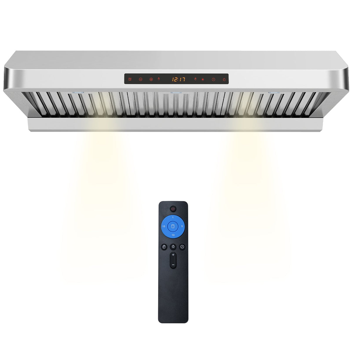 36 Inch Under Cabinet Range Hood 900 CFM Kitchen Stove Vent with Oil Collector-Silver-Kitchen Appliances-DECOROLALA