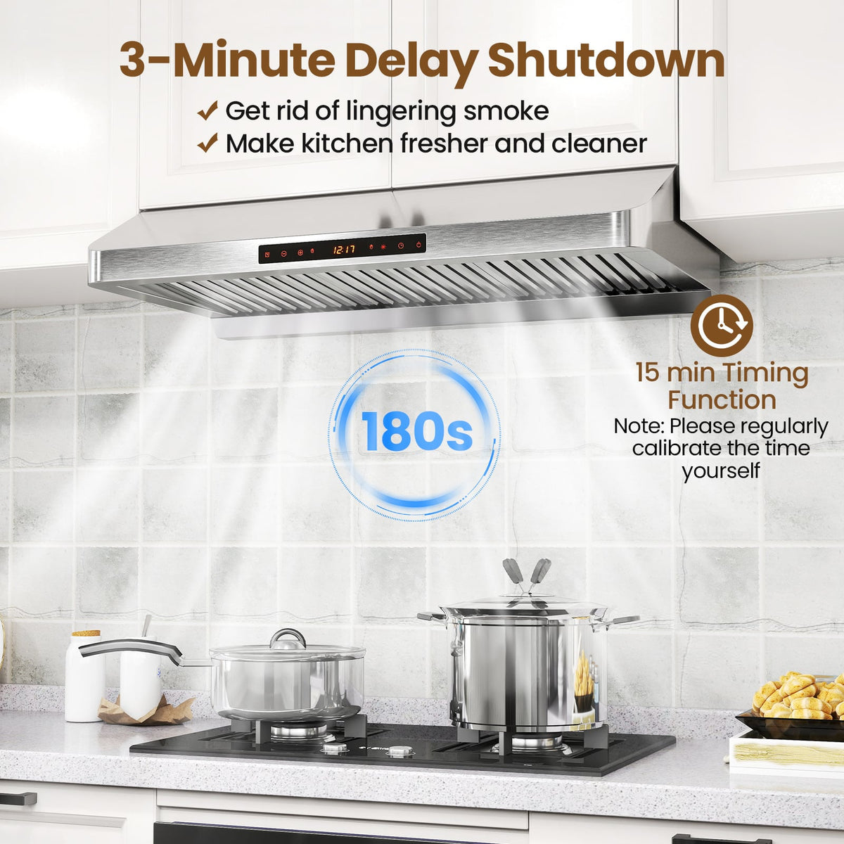 36 Inch Under Cabinet Range Hood 900 CFM Kitchen Stove Vent with Oil Collector-Silver-Kitchen Appliances-DECOROLALA