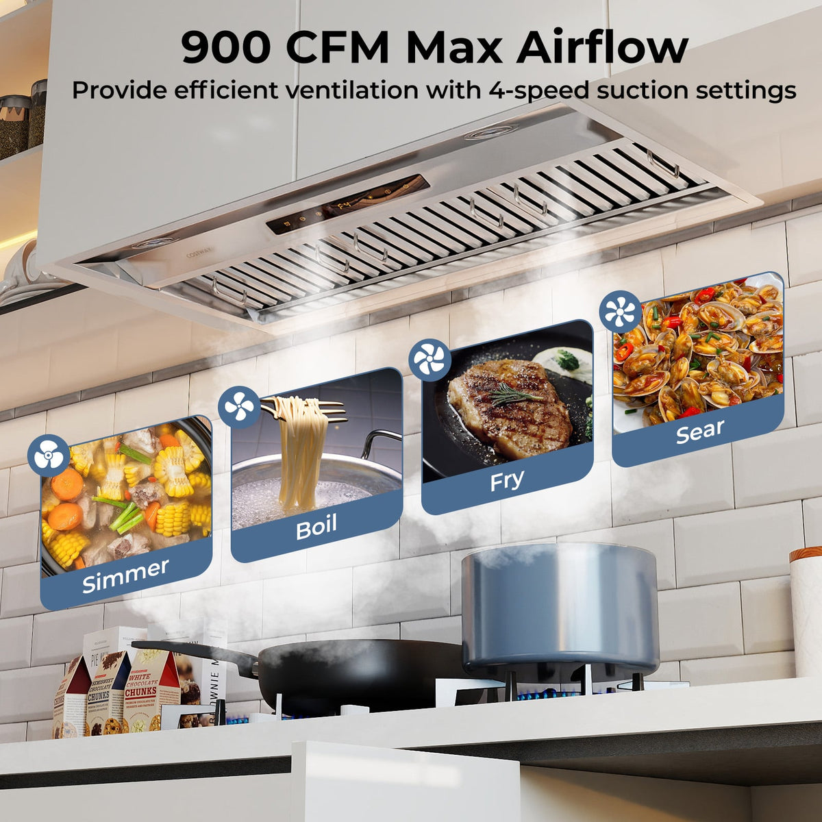 36 Inch Under Cabinet Range Hood with 4 Fan Speeds and Baffles Filters-Silver-Kitchen Appliances-DECOROLALA