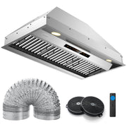 36 Inch Under Cabinet Range Hood with 4 Fan Speeds and Baffles Filters-Silver-Kitchen Appliances-DECOROLALA