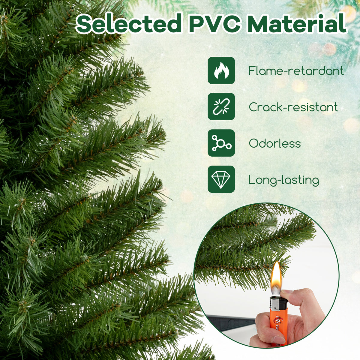 36 Inch Unlit Artificial Christmas Mini Tree with Plastic Stand-Green-Christmas Trees-DECOROLALA