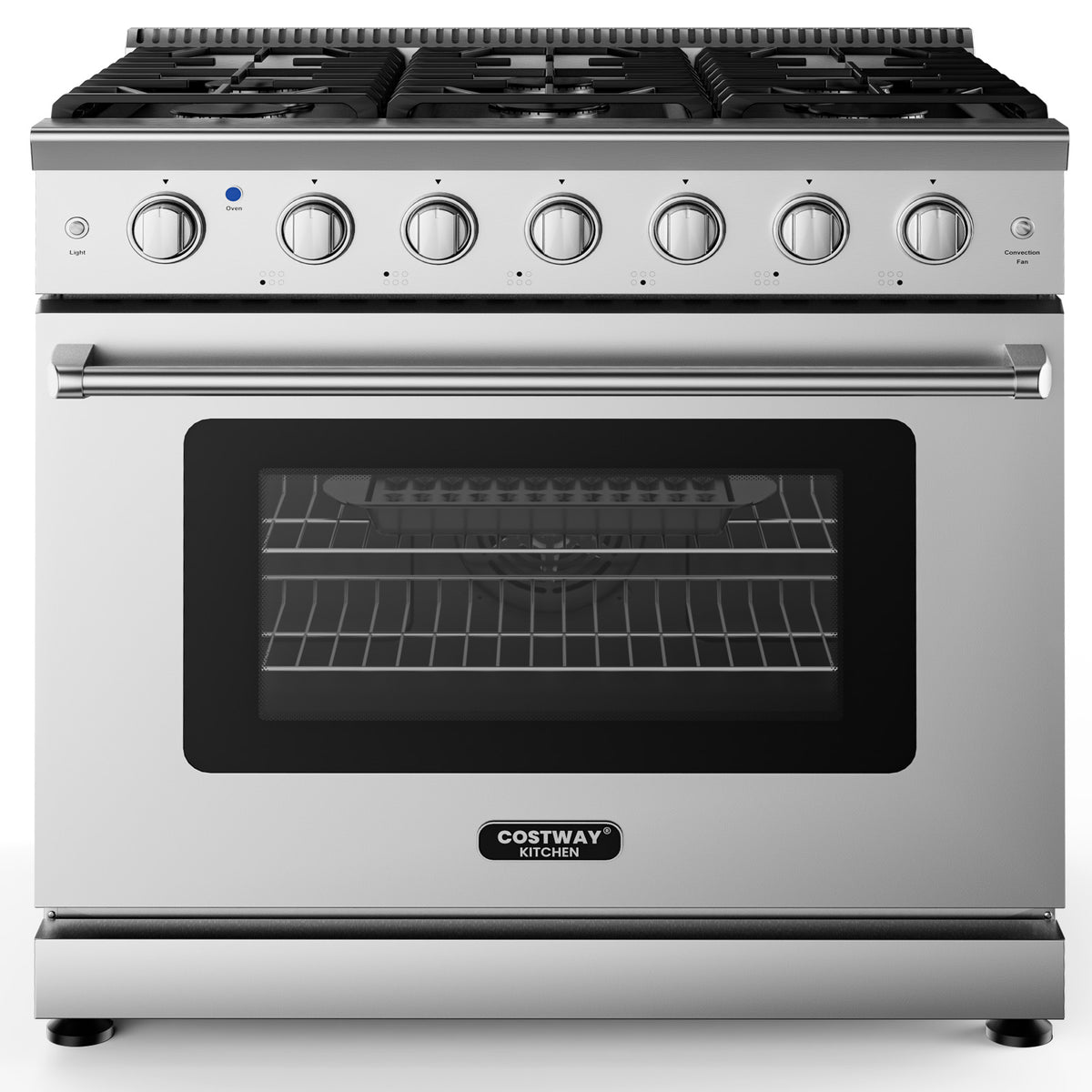 36 Inches Freestanding Natural Gas Range with 6 Burners Cooktop-Food Warmers & Burners-DECOROLALA
