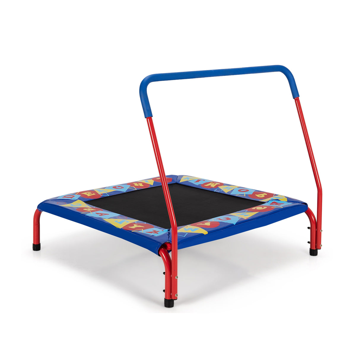 36" Kids Square Trampoline with Foamed Handrail - Blue-Trampolines-DECOROLALA