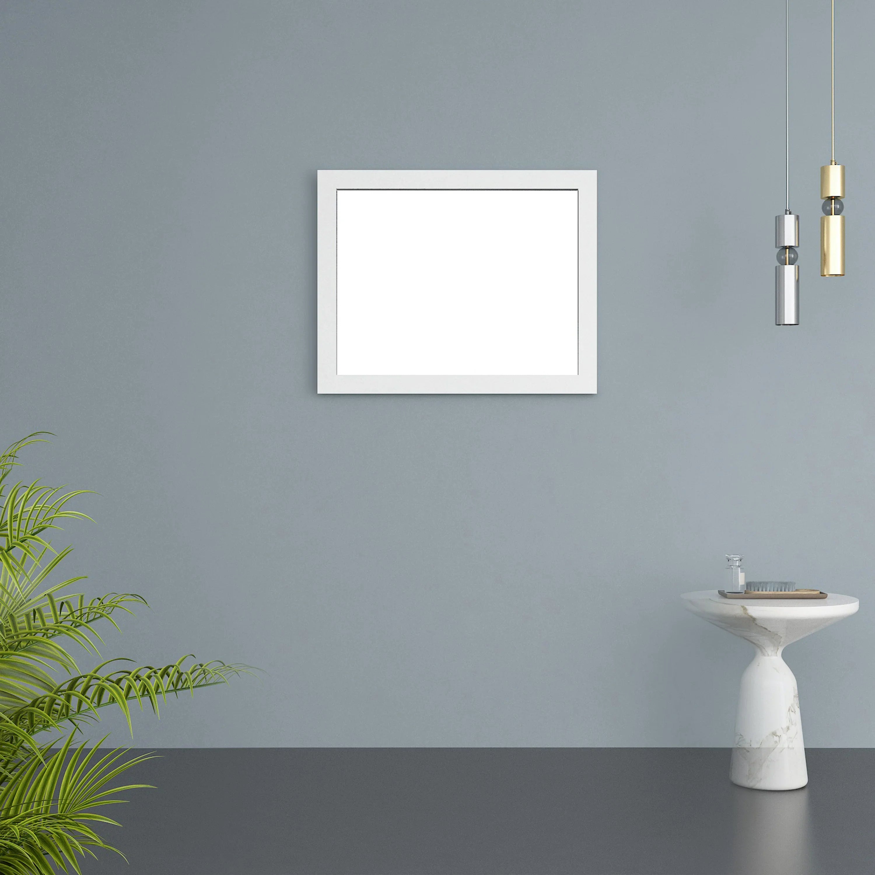 36" Matte White Rectangular Framed Mirror - Designed for Horizontal & Vertical Installation