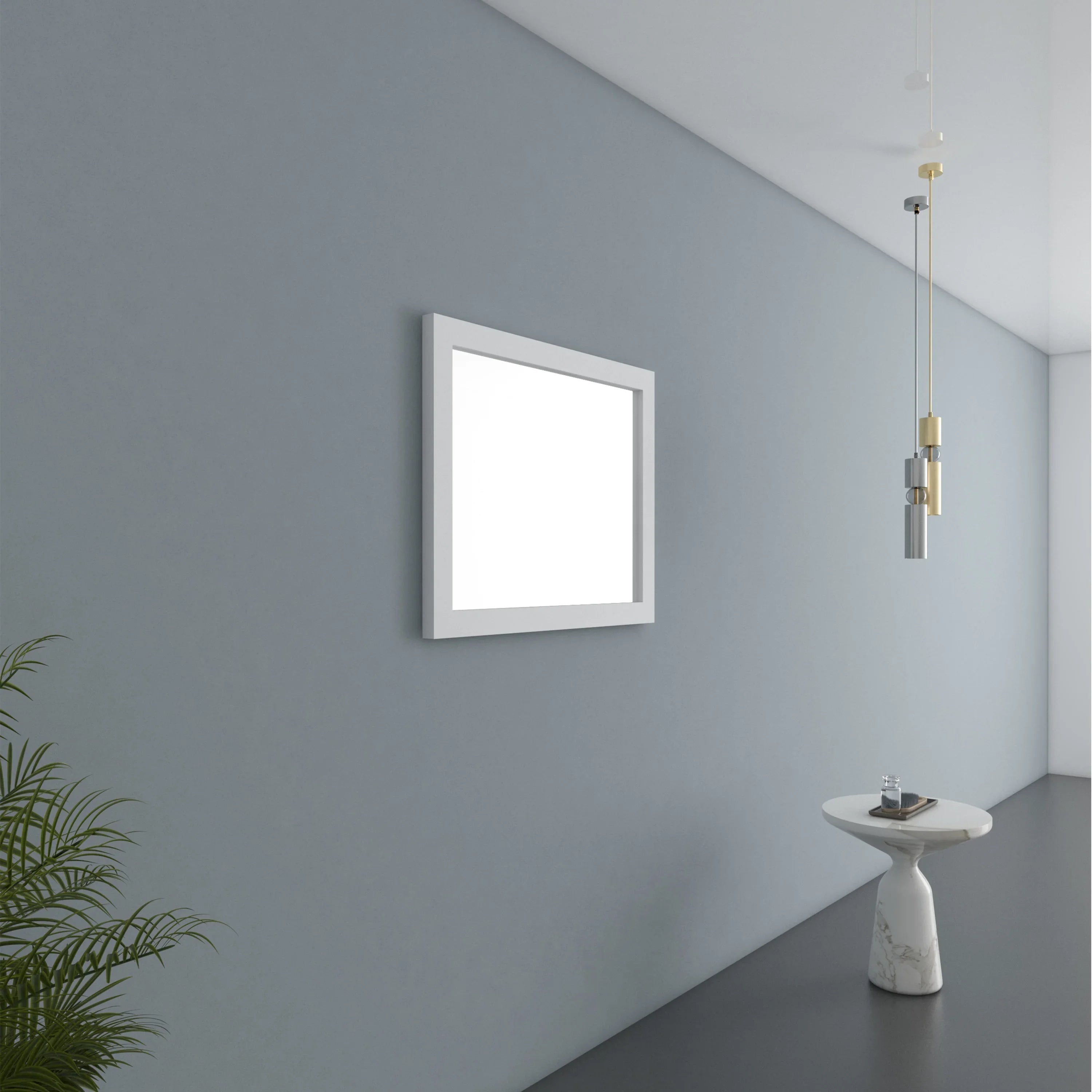 36" Matte White Rectangular Framed Mirror - Designed for Horizontal & Vertical Installation