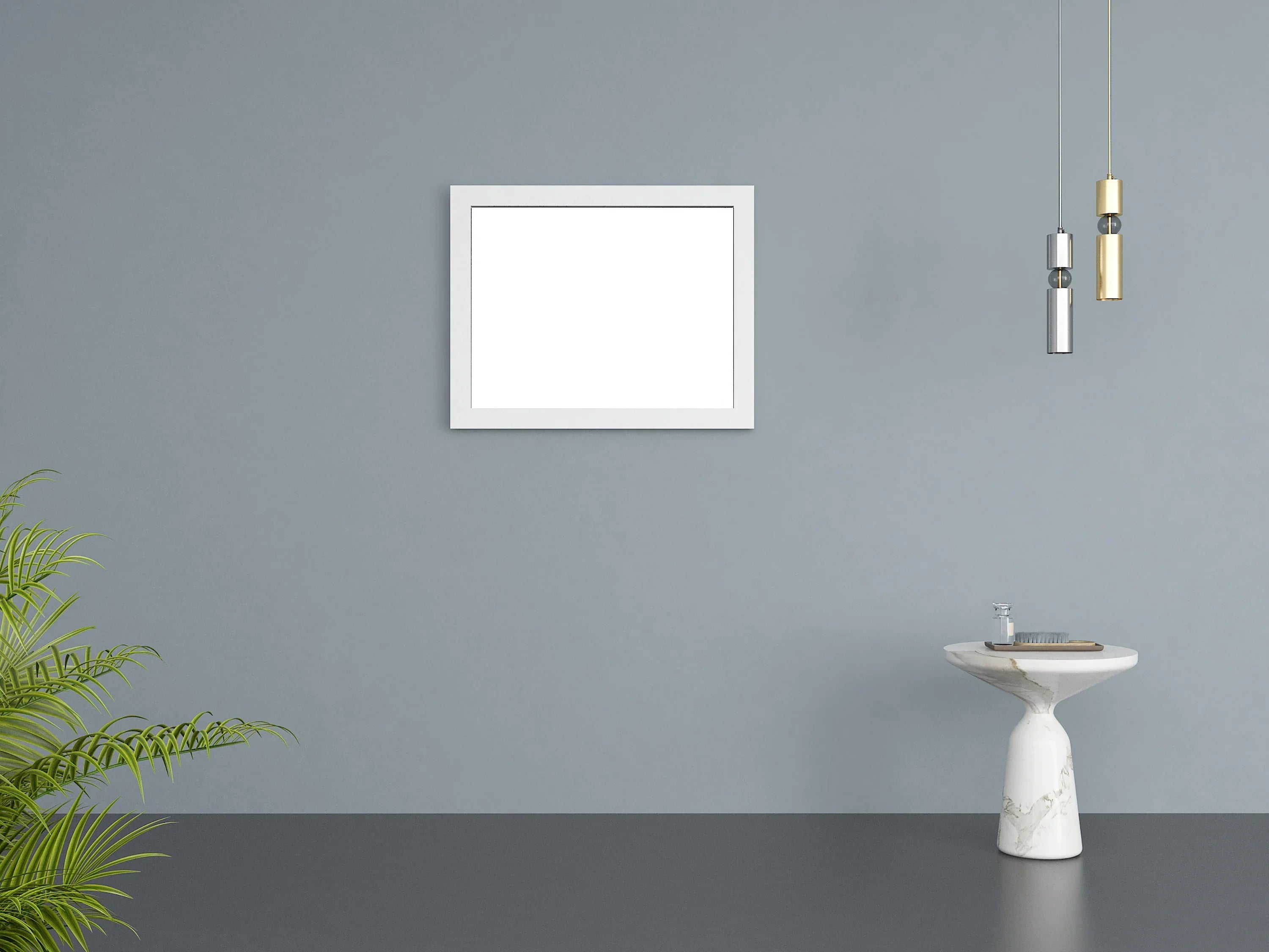 36" Matte White Rectangular Framed Mirror - Designed for Horizontal & Vertical Installation