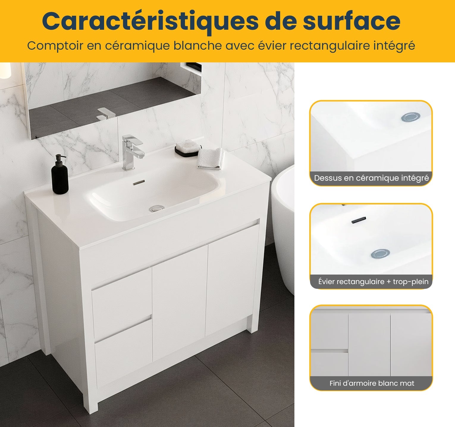 36" Matte White Freestanding Single Sink Bathroom Vanity with White Ceramic Countertop-Migration_Bathroom Vanities-DECOROLALA