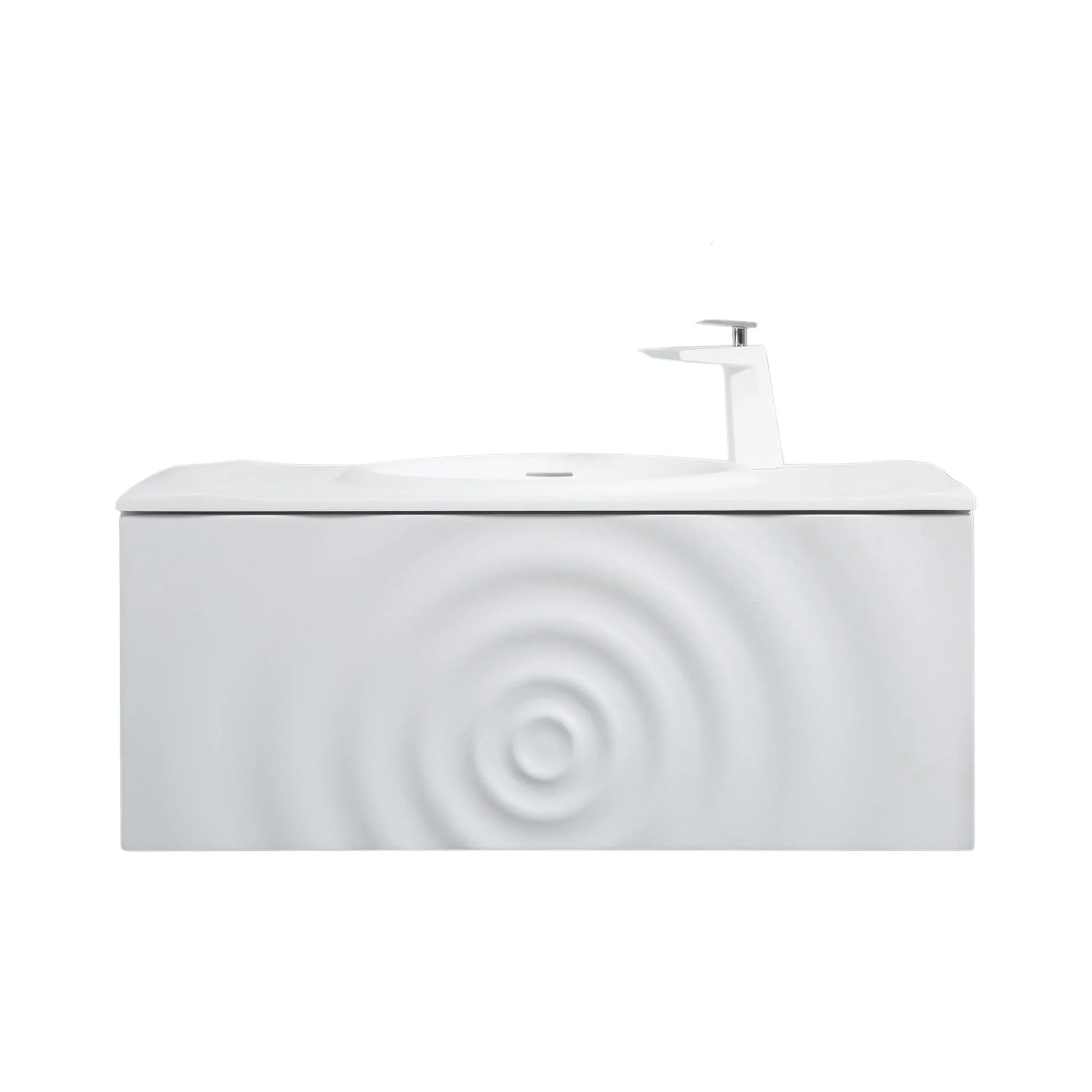 36" Matte White Wall Mount Bathroom Vanity with Matte White Solid Surface Countertop-Migration_Bathroom Vanities-DECOROLALA