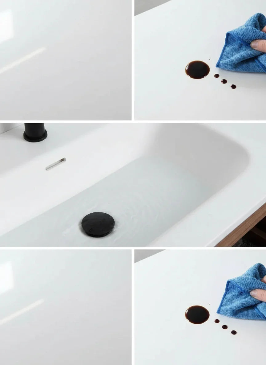 36" Natural Walnut Freestanding Bathroom Vanity with White Solid Surface Countertop-Migration_Bathroom Vanities-DECOROLALA