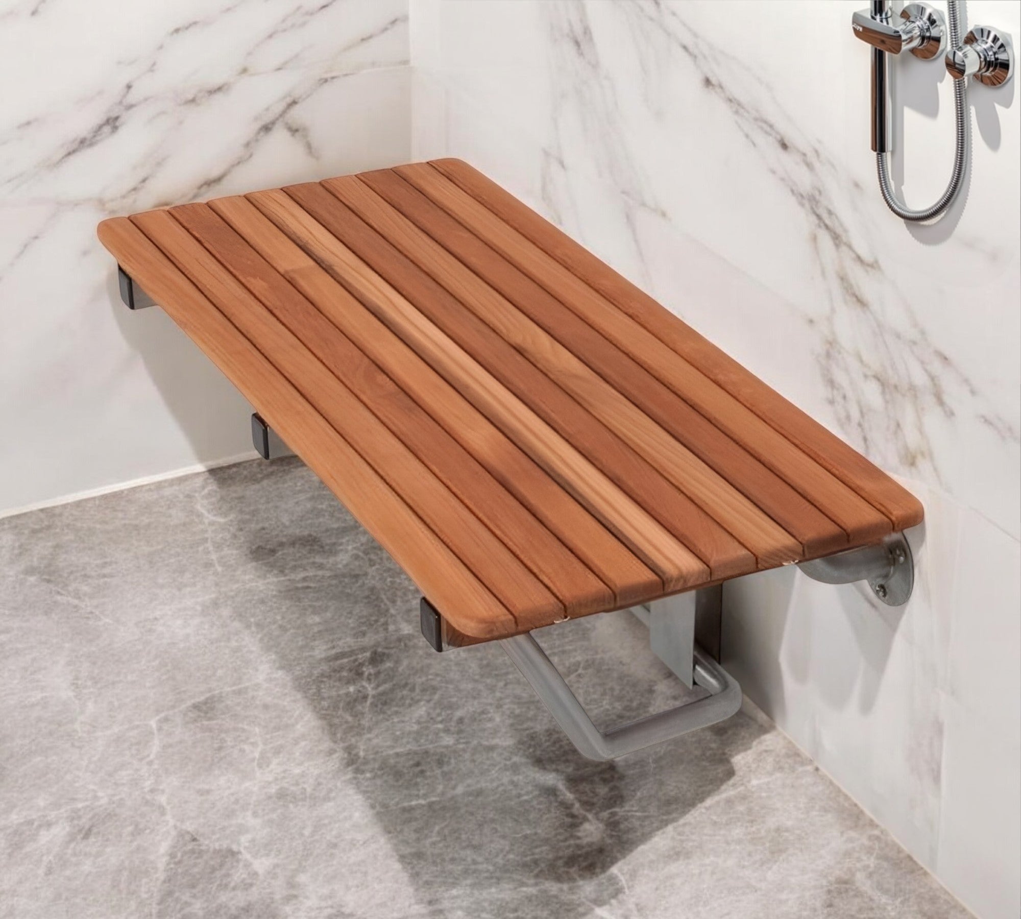 36" Premium Wall Mount Teak Shower Bench-Shower Benches-DECOROLALA