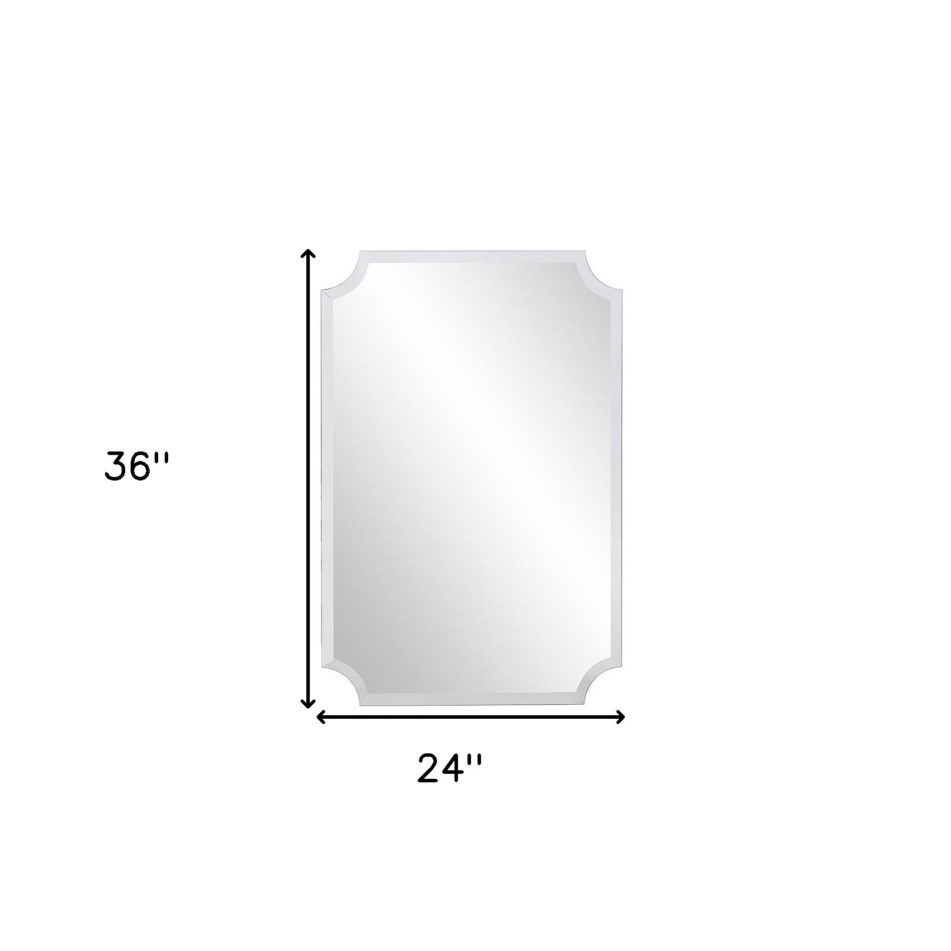 36" Rectangle With Scalloped Corner Unframed Accent Mirror-Mirrors-DECOROLALA