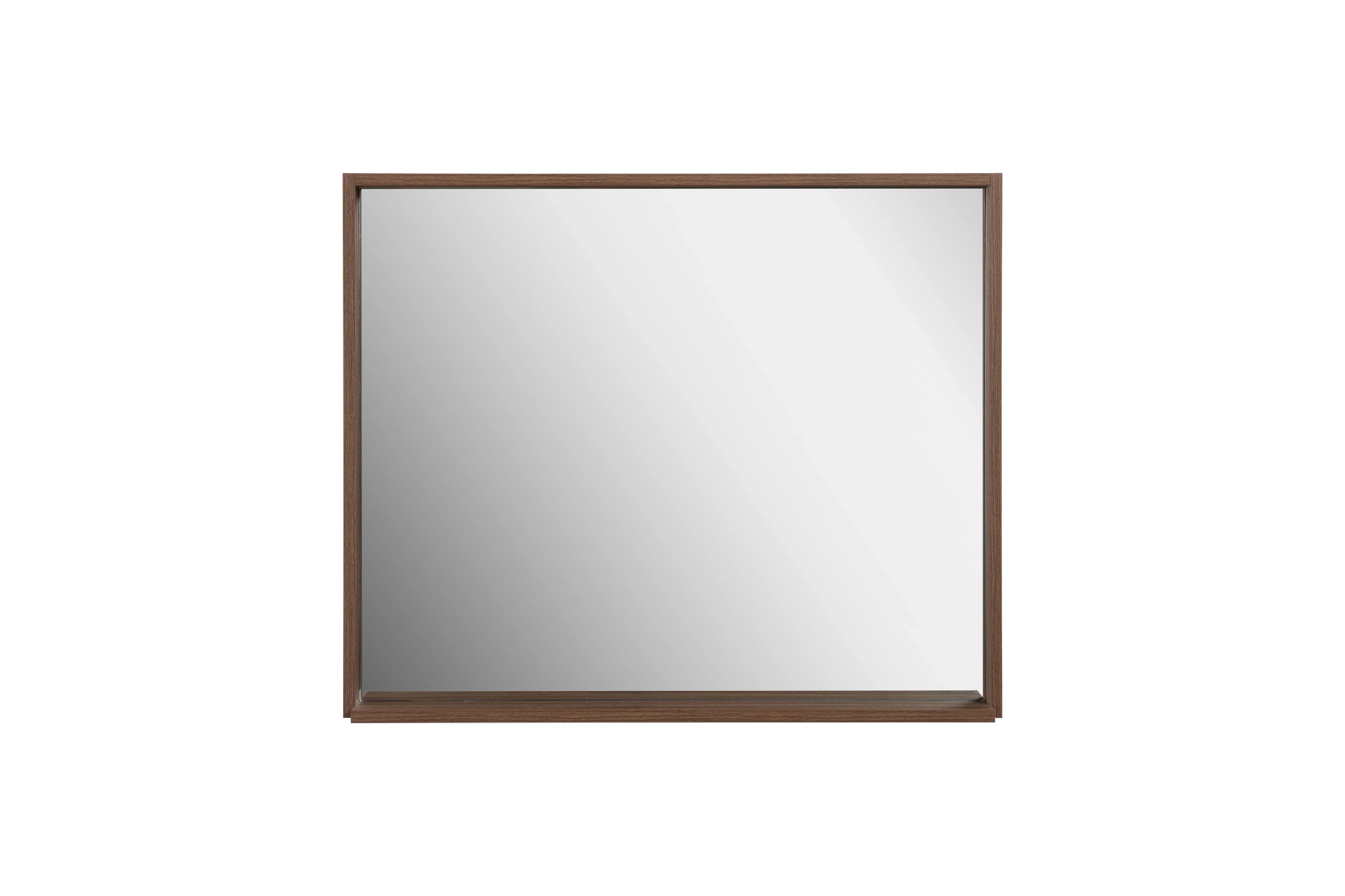 36" Rectangular Framed Mirror - Walnut-Mirror-DECOROLALA