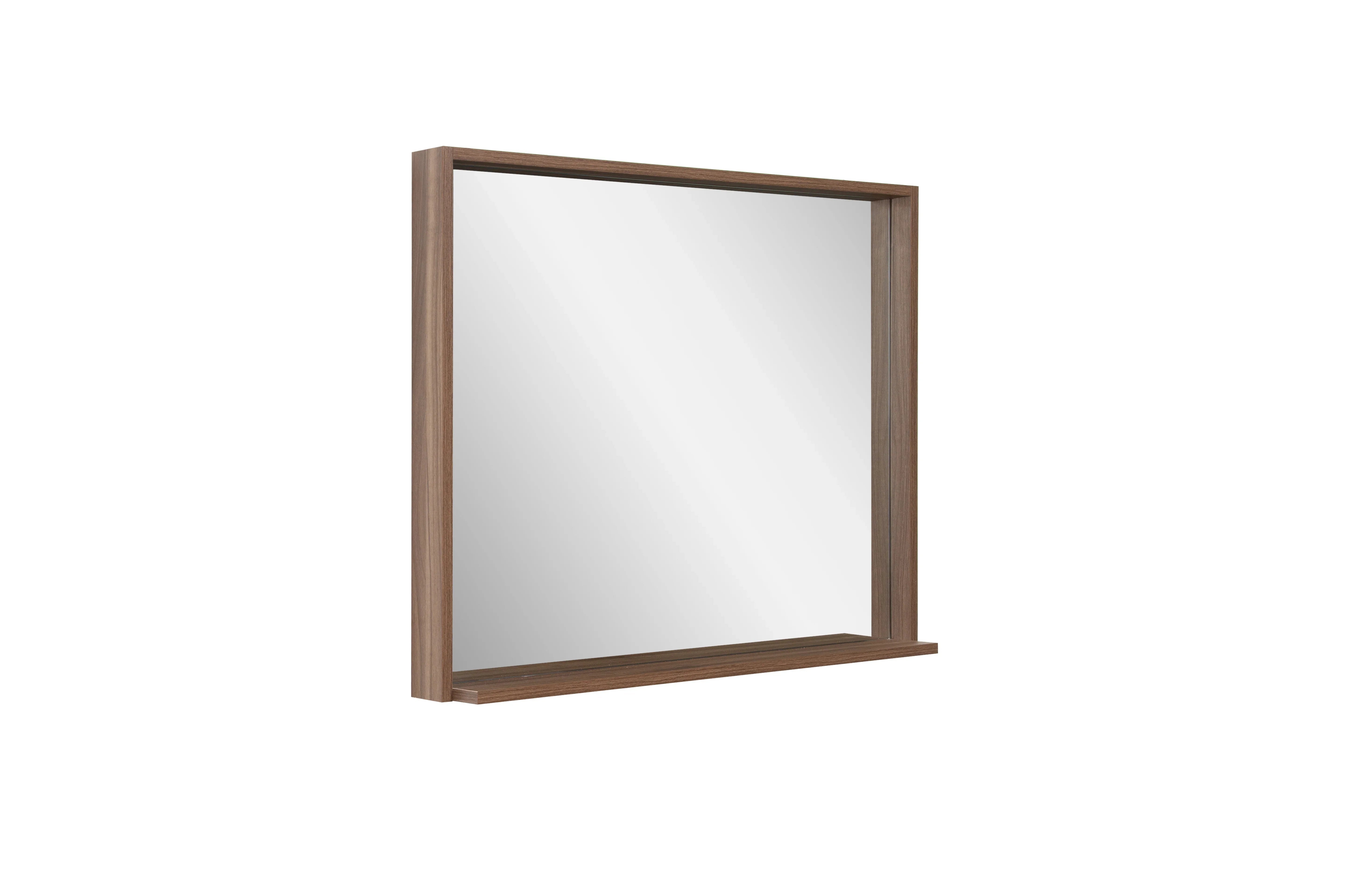 36" Rectangular Framed Mirror - Walnut-Mirror-DECOROLALA