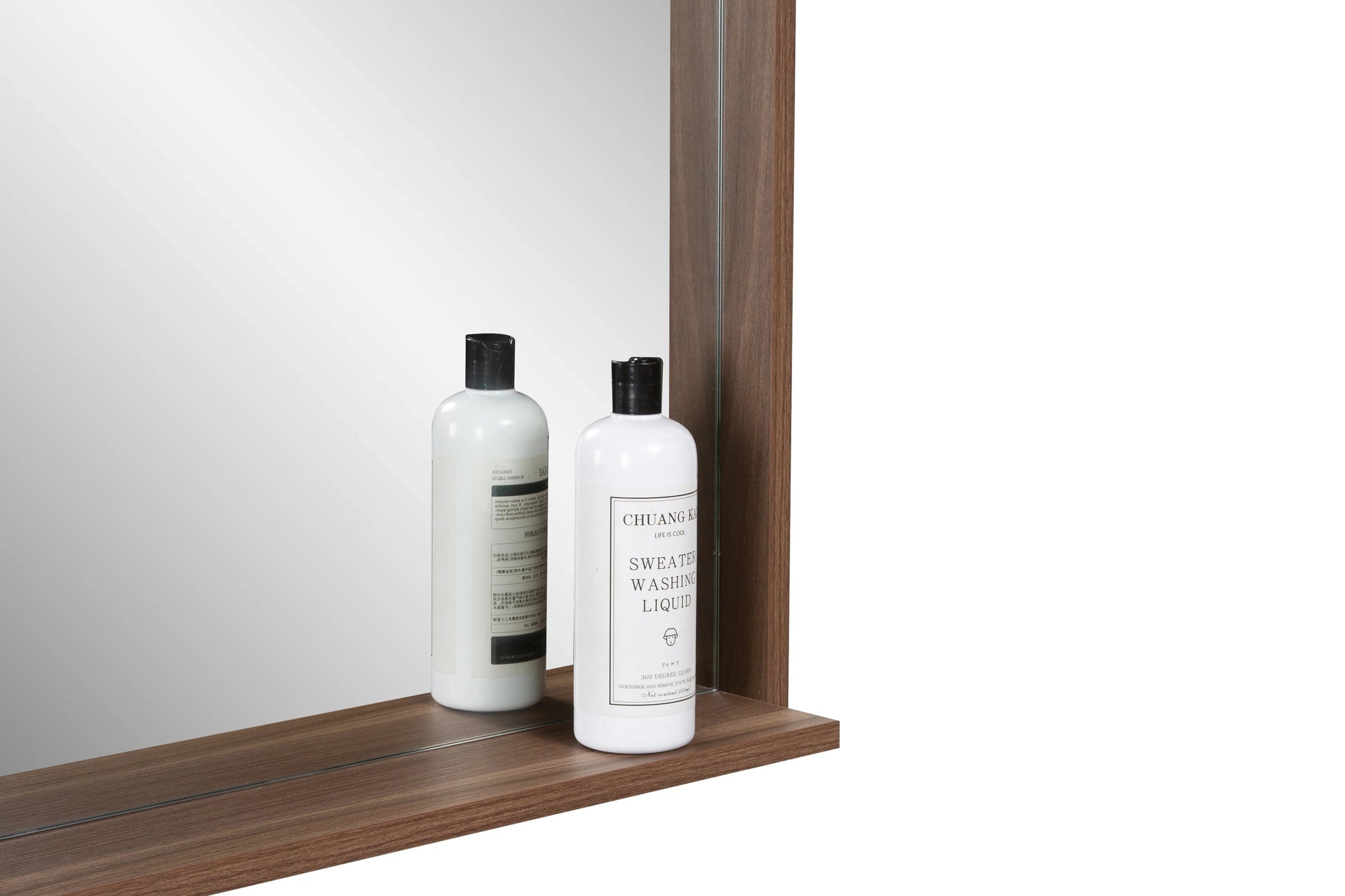 36" Rectangular Framed Mirror - Walnut-Mirror-DECOROLALA