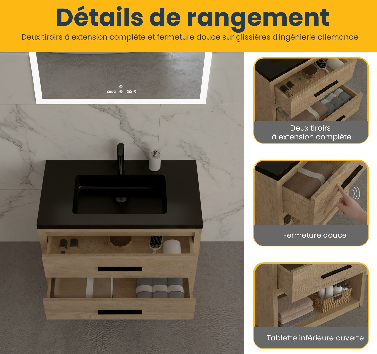 36" Rough Oak Freestanding Bathroom Vanity with Black Engineered Quartz Countertop-Migration_Bathroom Vanities-DECOROLALA