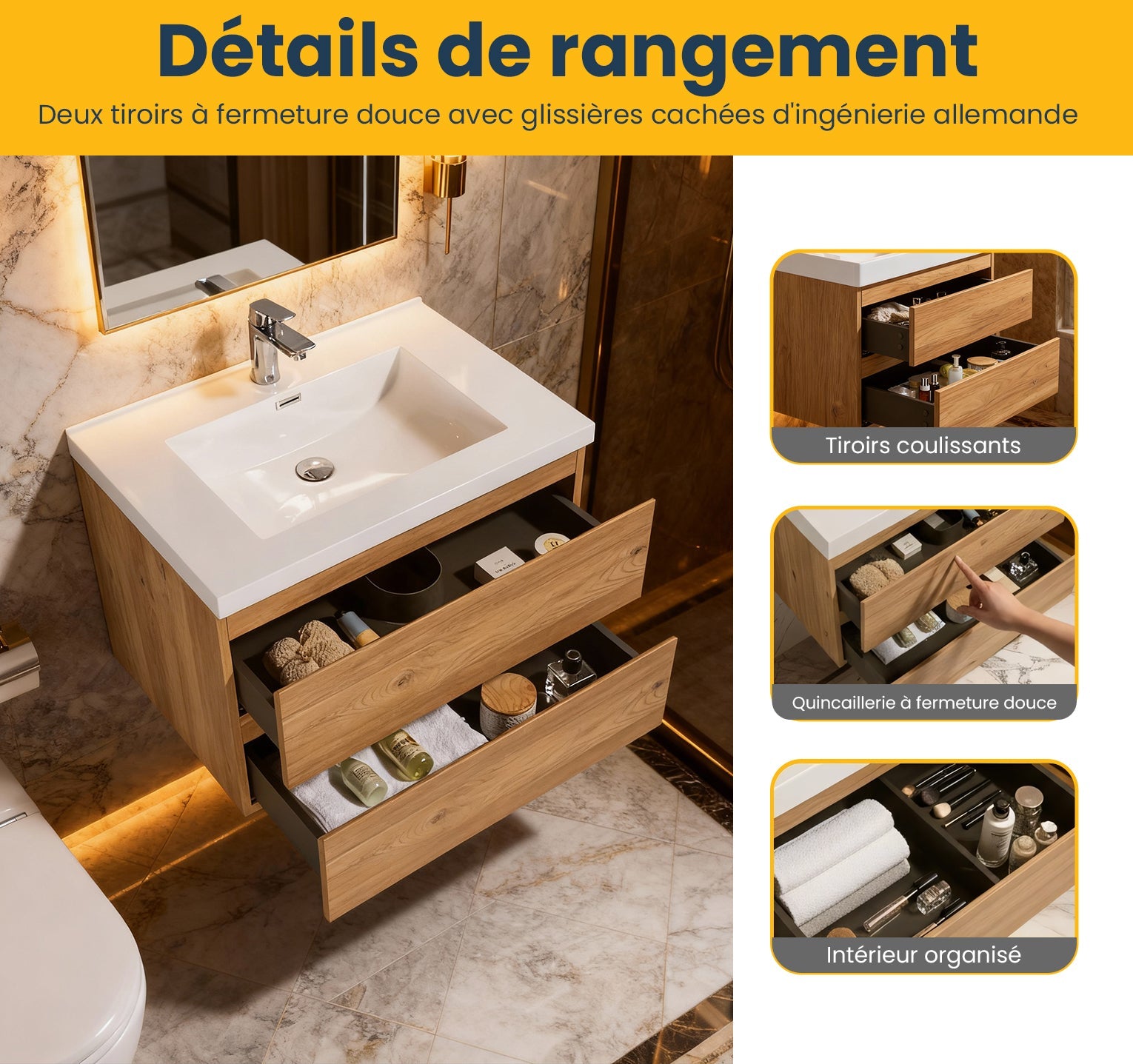 36" Rough Oak Wall Mount Bathroom Vanity with White Polymarble Countertop-Migration_Bathroom Vanities-DECOROLALA