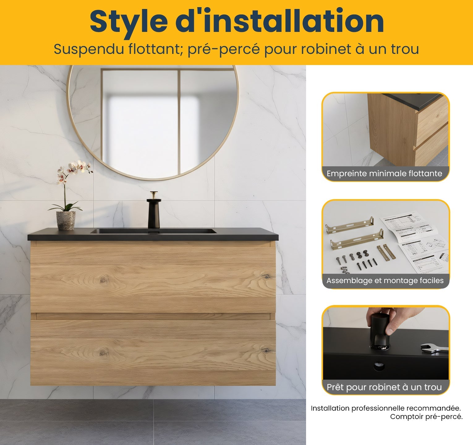 36" Rough Oak Wall Mount Single Sink Bathroom Vanity with Black Engineered Quartz Countertop-Migration_Bathroom Vanities-DECOROLALA