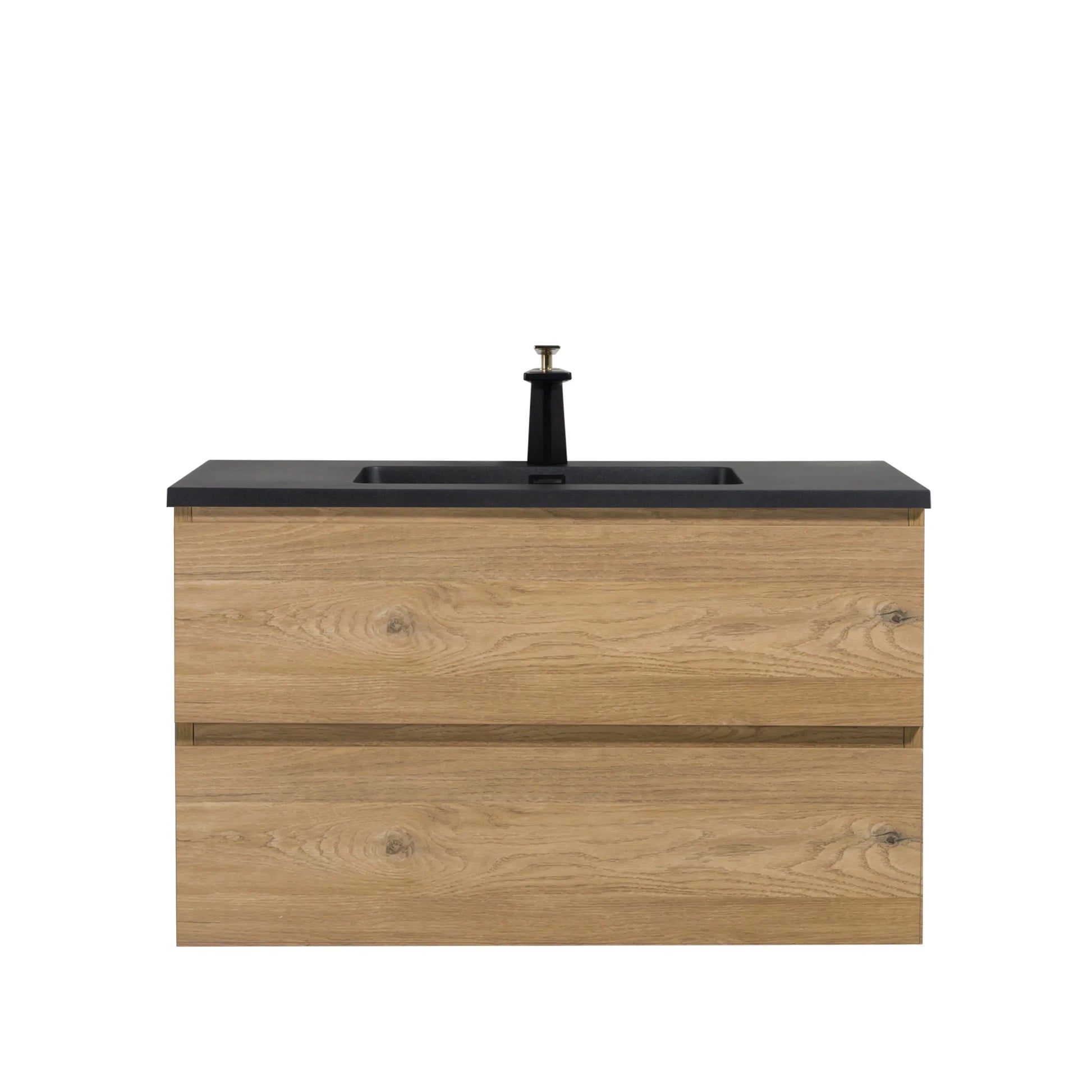36" Rough Oak Wall Mount Single Sink Bathroom Vanity with Black Engineered Quartz Countertop-Migration_Bathroom Vanities-DECOROLALA
