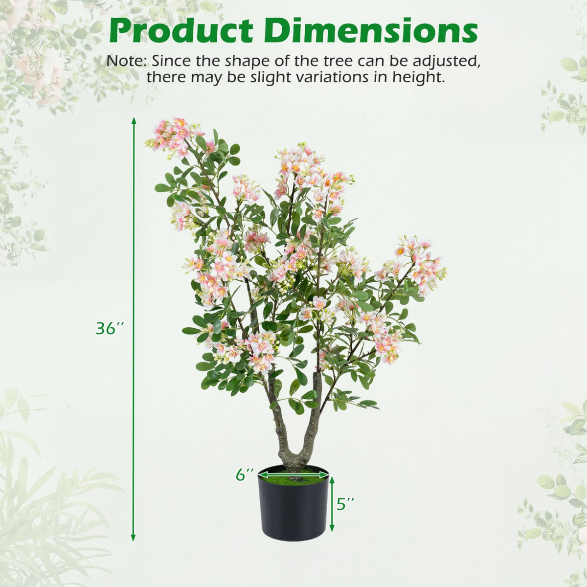 36" Set of 1 Artificial Impatiens Tree with Mini Fruits and Silk Flowers-Pink-Artificial Plants-DECOROLALA