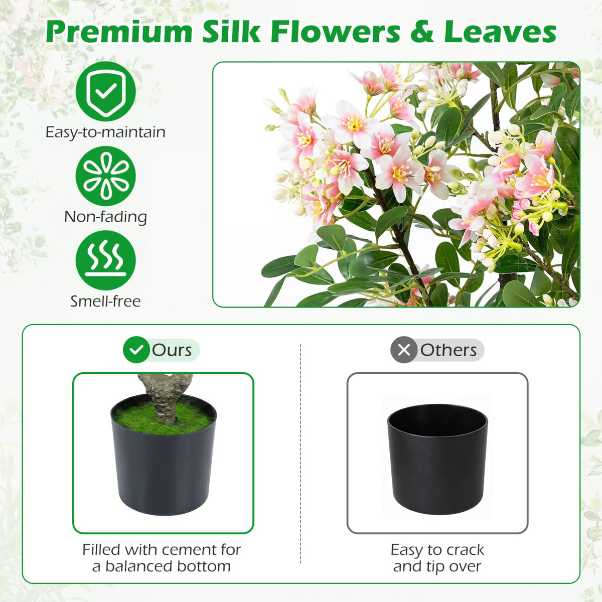 36" Set of 1 Artificial Impatiens Tree with Mini Fruits and Silk Flowers-Pink-Artificial Plants-DECOROLALA