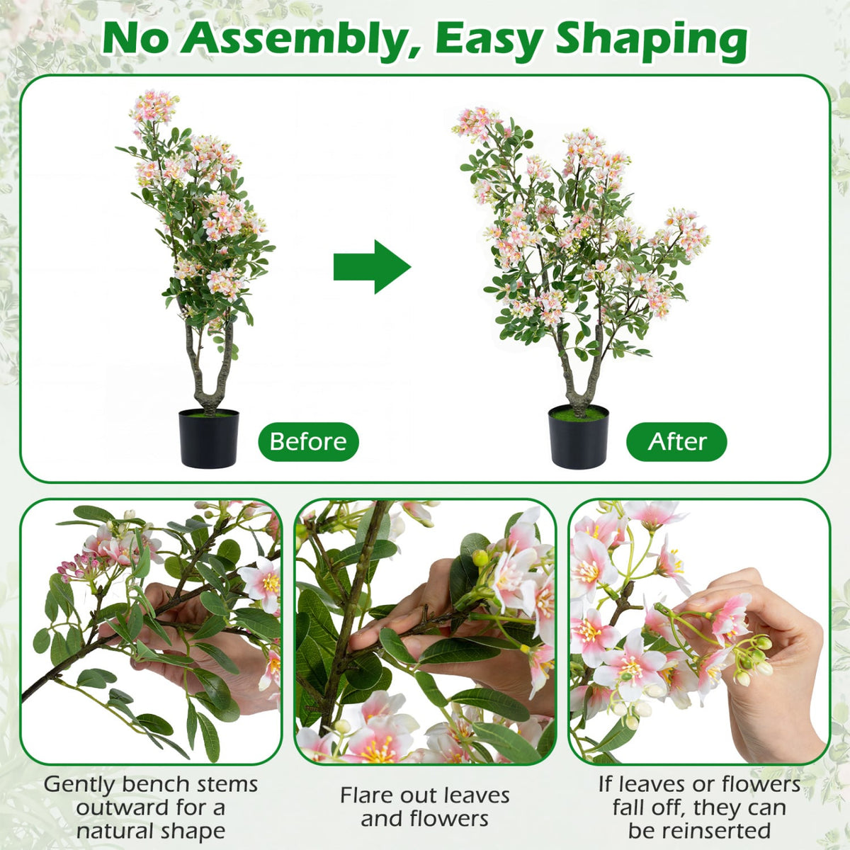 36" Set of 2 Artificial Impatiens Tree with Mini Fruits and Silk Flowers-Pink-Artificial Plants-DECOROLALA