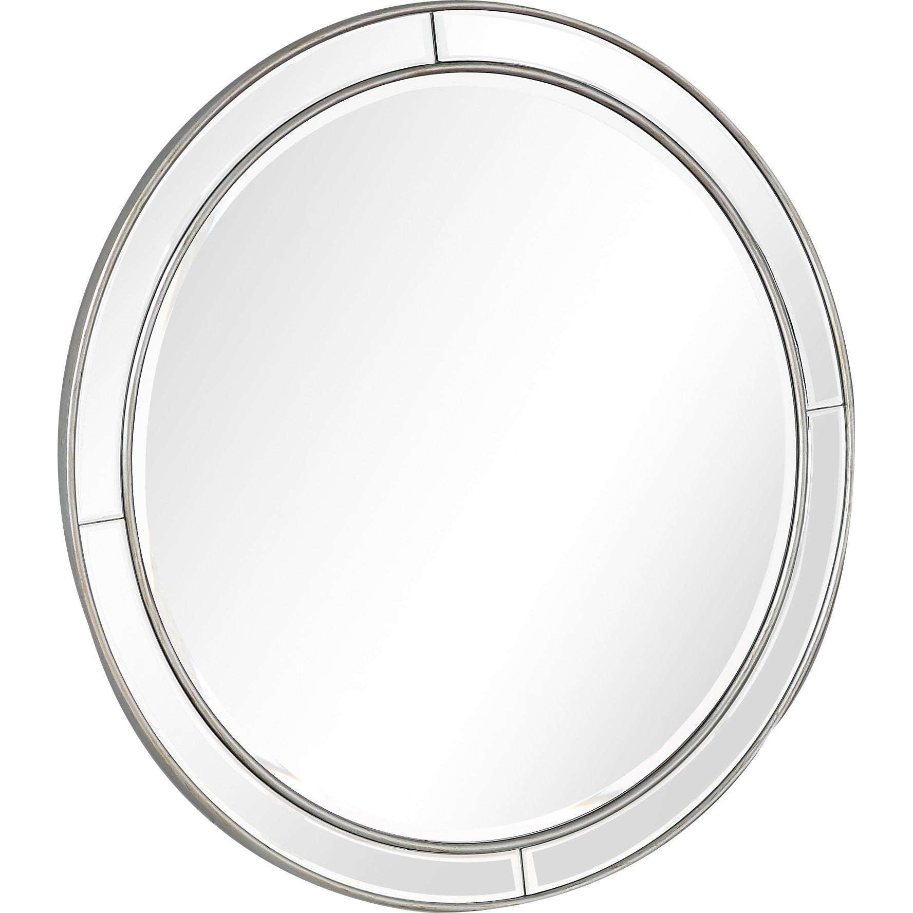 36" Silver Round Framed Accent Mirror-Mirrors-DECOROLALA