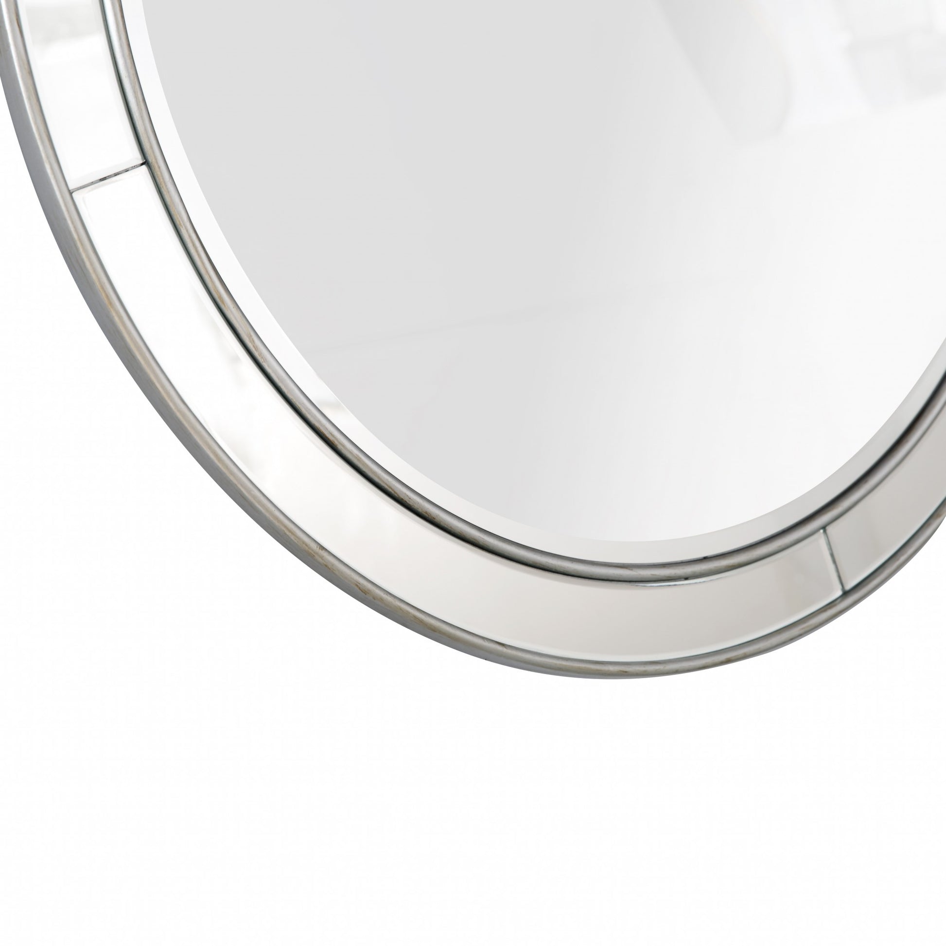 36" Silver Round Framed Accent Mirror-Mirrors-DECOROLALA