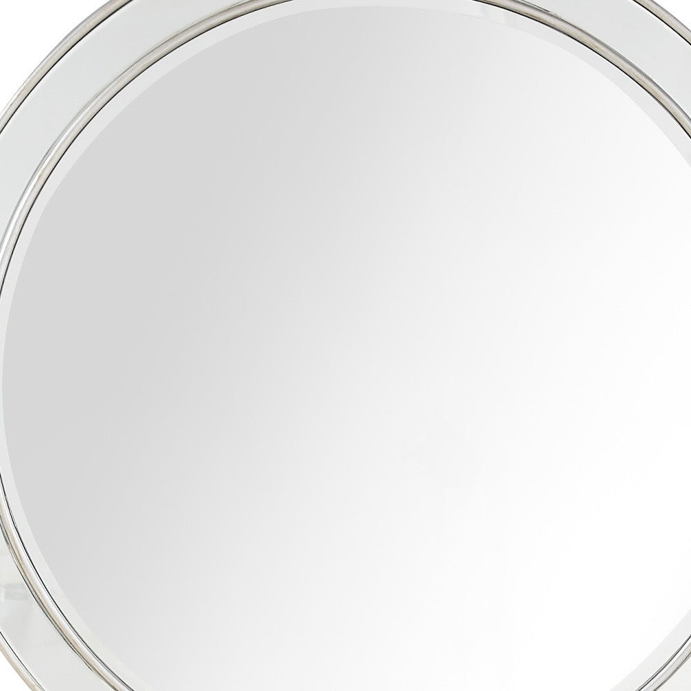 36" Silver Round Framed Accent Mirror-Mirrors-DECOROLALA