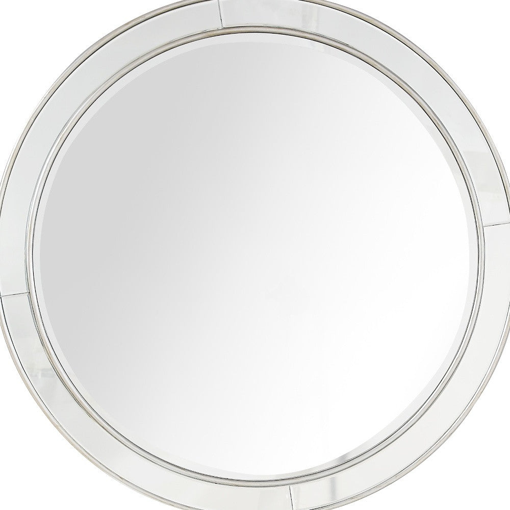36" Silver Round Framed Accent Mirror-Mirrors-DECOROLALA