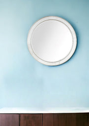 36" Silver Round Framed Accent Mirror-Mirrors-DECOROLALA