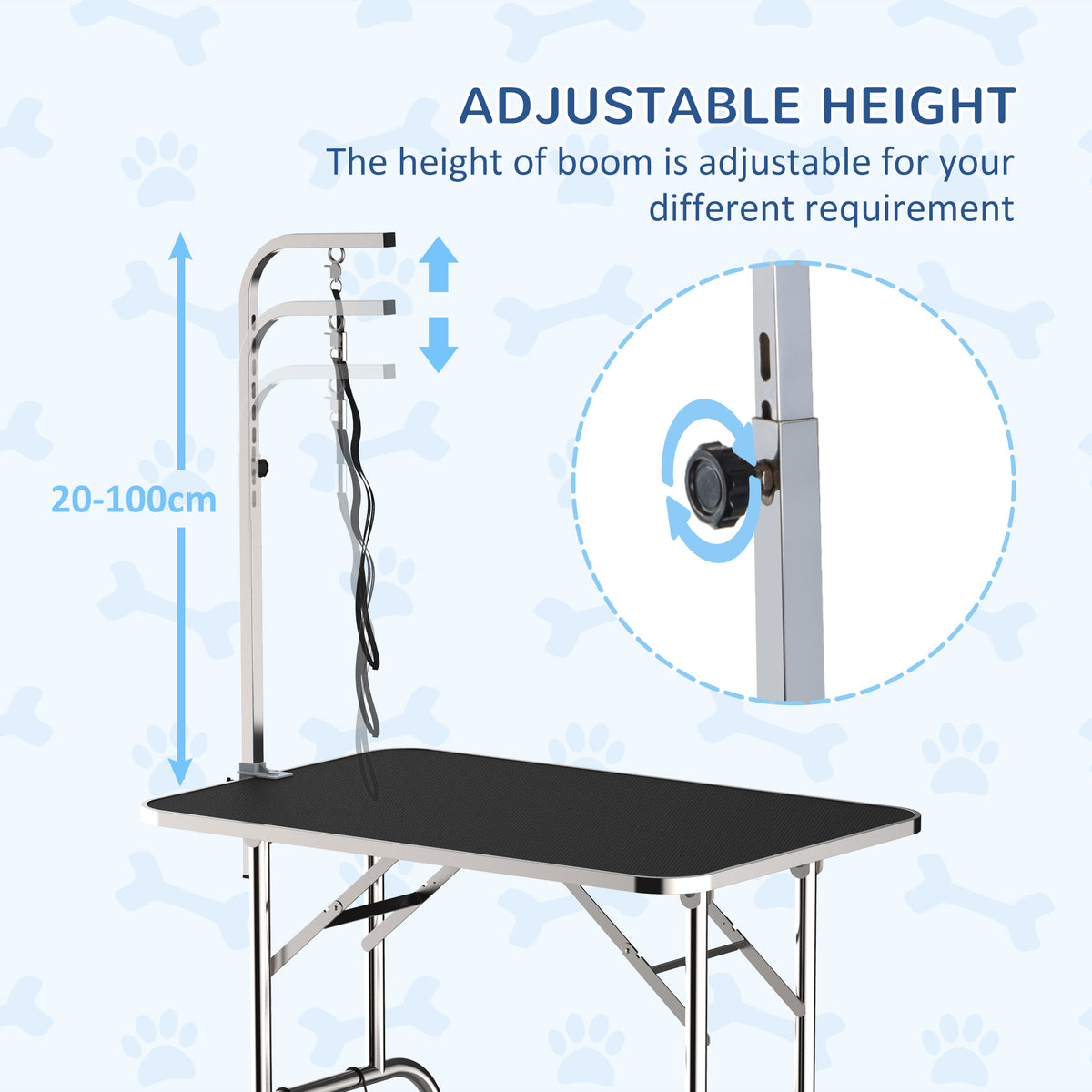 36" Stainless Steel Dog Grooming Table with Arm and Basket-Dogs-DECOROLALA