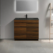 36" Walnut Freestanding Bathroom Vanity with Black Engineered Quartz Countertop-Migration_Bathroom Vanities-DECOROLALA