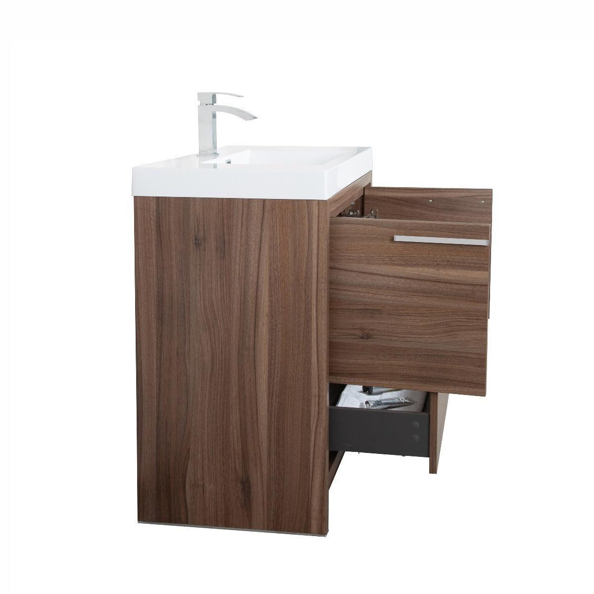 36" Walnut Freestanding Bathroom Vanity with White Polymarble Countertop-Migration_Bathroom Vanities-DECOROLALA