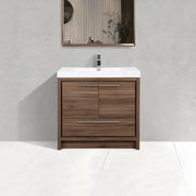 36" Walnut Freestanding Bathroom Vanity with White Polymarble Countertop-Migration_Bathroom Vanities-DECOROLALA
