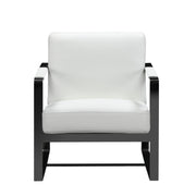 36" White And Black Fabric Arm Chair-Accent Chairs-DECOROLALA