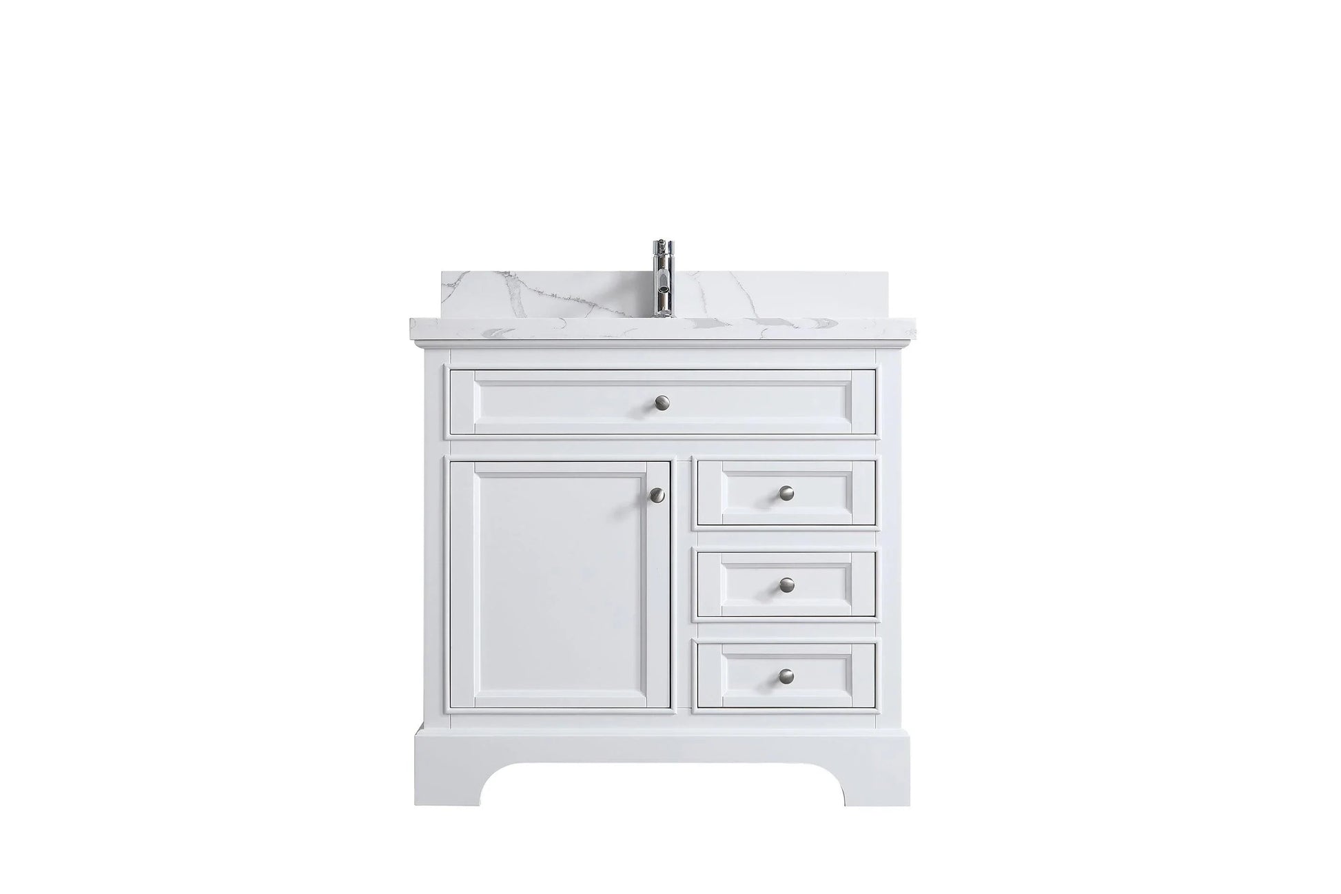36" White Freestanding Single Sink Bathroom Vanity with Calcutta Quartz Countertop-Migration_Bathroom Vanities-DECOROLALA