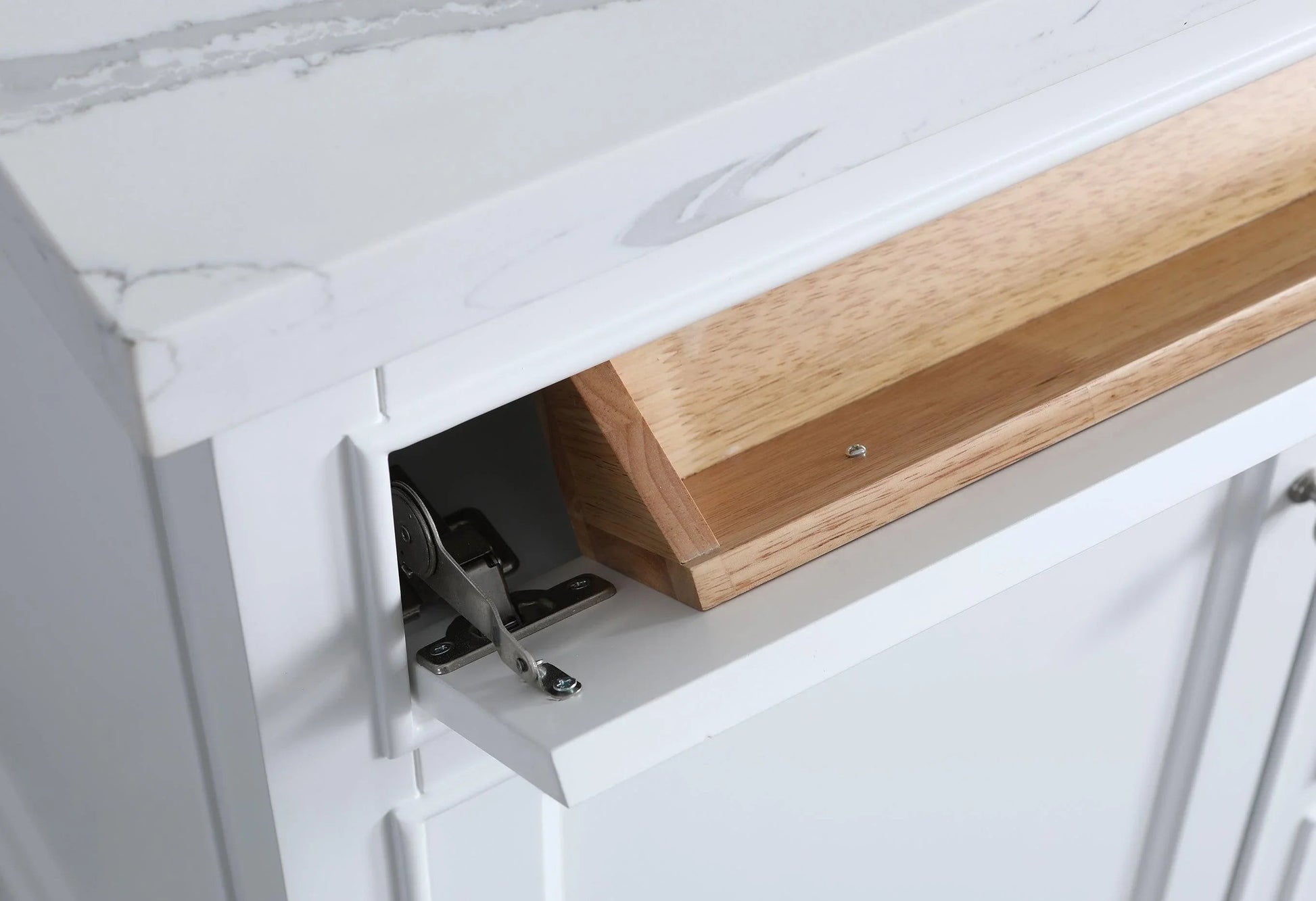 36" White Freestanding Single Sink Bathroom Vanity with Calcutta Quartz Countertop-Migration_Bathroom Vanities-DECOROLALA