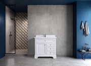 36" White Freestanding Single Sink Bathroom Vanity with Calcutta Quartz Countertop-Migration_Bathroom Vanities-DECOROLALA