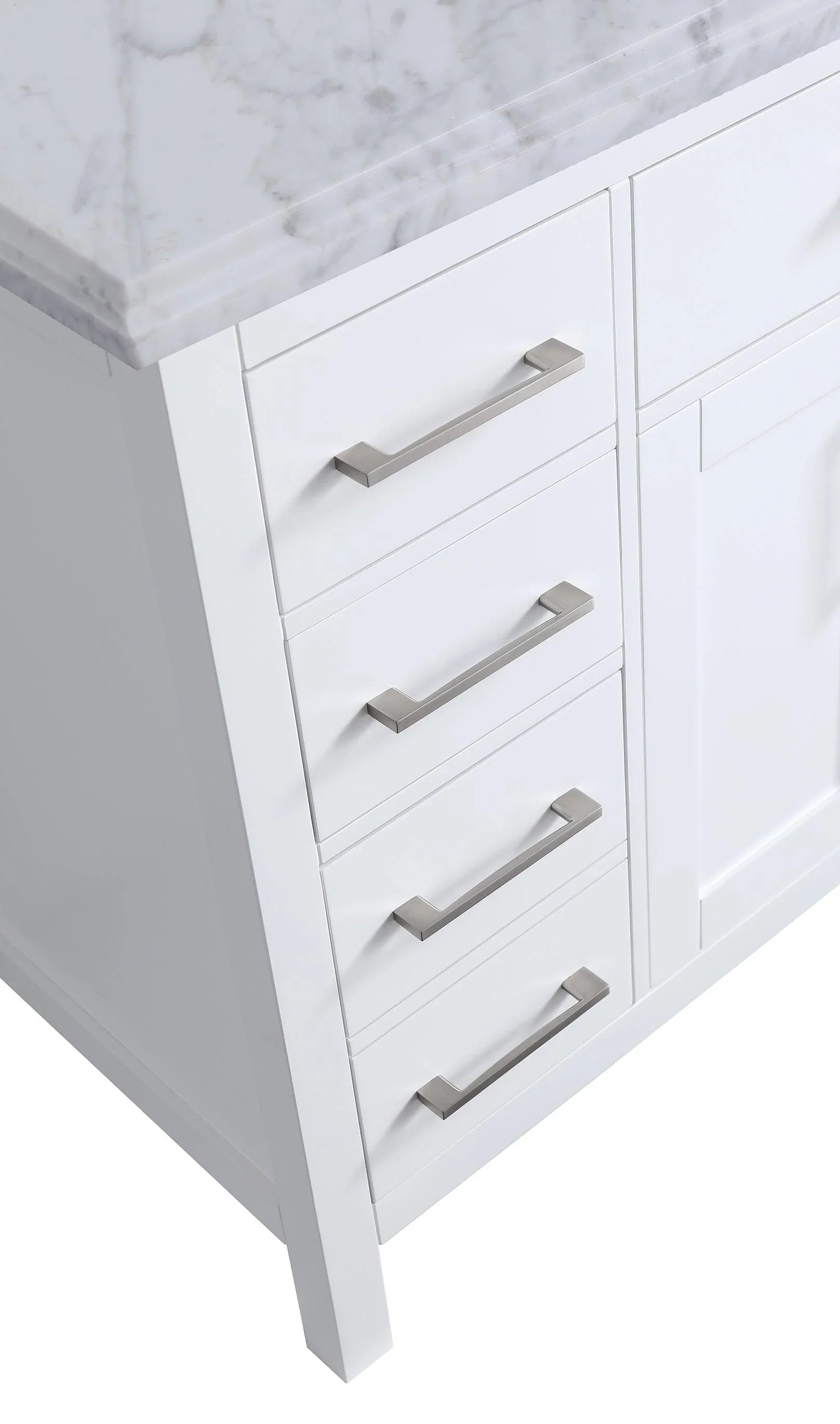 36" White Freestanding Single Sink Bathroom Vanity with Carrera Marble Countertop-Migration_Bathroom Vanities-DECOROLALA