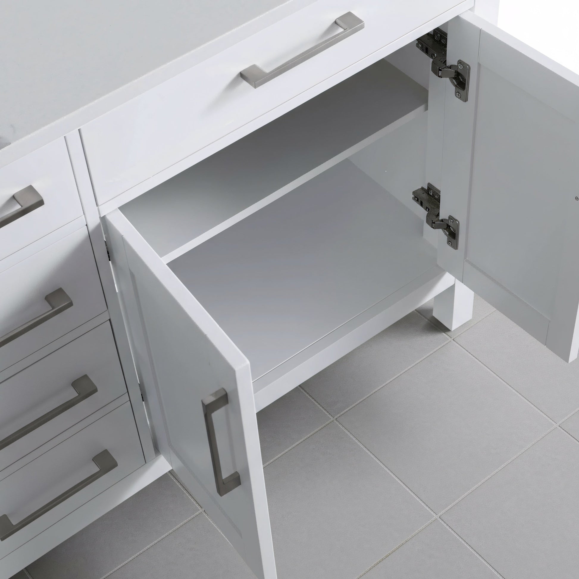 36" White Freestanding Single Sink Bathroom Vanity with Engineered Calcutta Marble Countertop-Migration_Bathroom Vanities-DECOROLALA