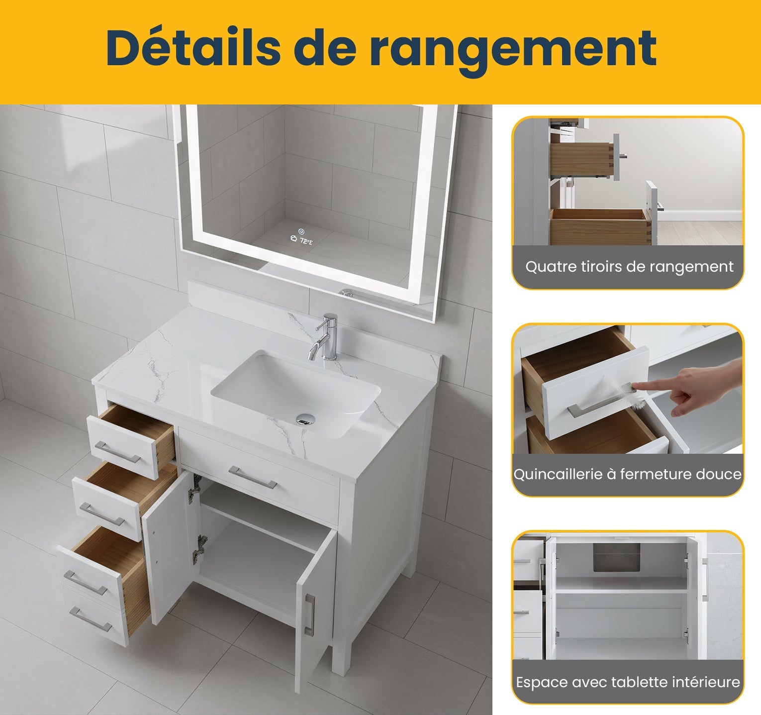 36" White Freestanding Single Sink Bathroom Vanity with Engineered Calcutta Marble Countertop-Migration_Bathroom Vanities-DECOROLALA