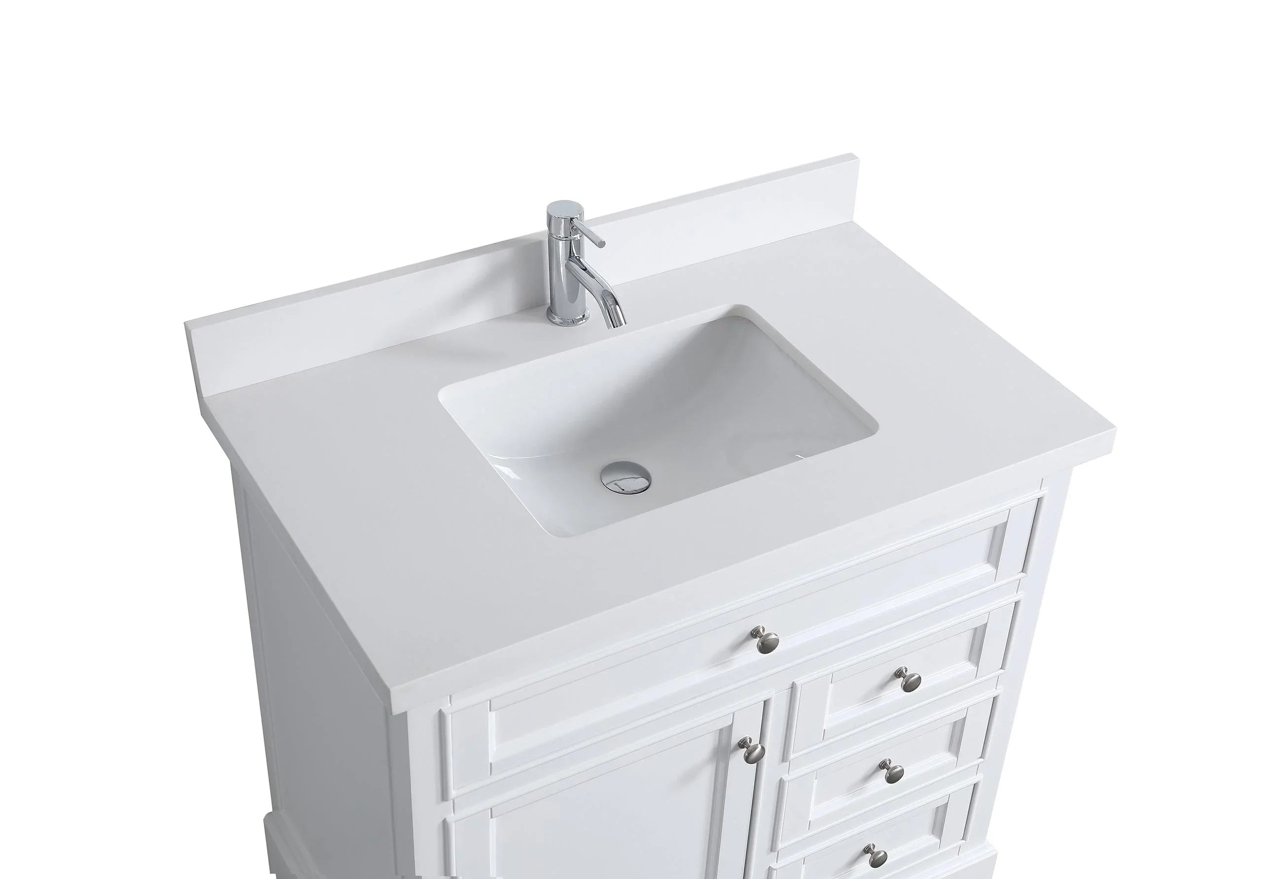 36" White Freestanding Single Sink Bathroom Vanity with Snow White Countertop-Migration_Bathroom Vanities-DECOROLALA